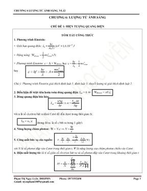 Bài tập về Lượng tử sánh sáng Vật lí lớp 12 - Phạm Thị Ngọc Uyên